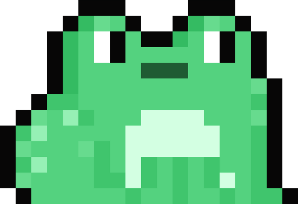 Pixel Art Cute Green Frog Character